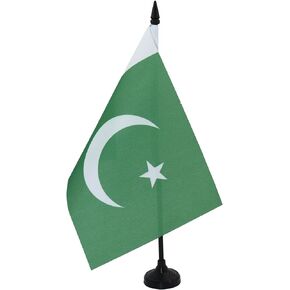 AZ FLAG Pakistan Table Flag 5'' x 8'' - Pakistani Desk Flag 21 x 14 cm - Black Plastic Stick and Base