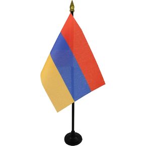 AZ FLAG Armenia Table Flag 4'' x 6'' - Armenian Desk Flag 15 x 10 cm - Golden Spear top