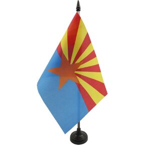 AZ FLAG Arizona Table Flag 5'' x 8'' - US State of Arizona Desk Flag 21 x 14 cm - Black Plastic Stick and Base