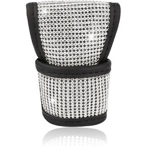 1 PC Car Gear Shift Cover, Bling Auto Interior Protective Cover, Handbrake Shifter Cover Hot Drill, Fit Most Sedan SUV Van (Silver)