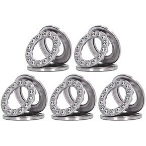 Plane Thrust Ball Bearings, 3 Parts Thrust Accuracy Axial Balls Bearing Reliable Steel 5Pcs for Low Speed Reducers(51207)