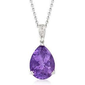 Ross-Simons 8.25 Carat Amethyst Pendant Necklace With Diamond Accents in Sterling Silver. 18 inches in Saudi Arabia