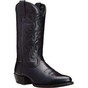Mens Brown Cowboy Boots Classic Embroidered Snip Toe Wide Calf Mid-Cylinder Leather Country Western Boots Men's Work Boots