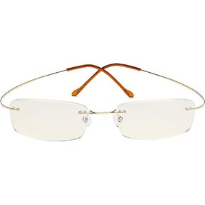 CessBlu Titanium Computer Glasses Reading Eyeglasses Frameless Readers Blue Light Filter