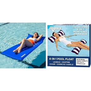 Self-Inflating Pool Floats Adult, More Durable Skin-Friendly Portable Pool Raft with Headrest, Inflatable Sponge Mattress Floating Mat for Swimming Pool Sea Lake River, Easy Storage, No Cracking