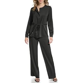 Calvin Klein Women's Roll Sleeve Button Up Top