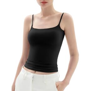 PUMIEY Women's Square Neck Tank Top Adjustable Spaghetti Straps Sleeveless Basic Tops Sharp Collection