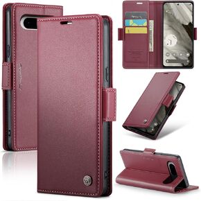 for Google Pixel 8 Case, [RFID Blocking] PU Leather Wallet Flip Folio Case with Card Holder Kickstand Shockproof Phone Cover for Google Pixel 8 (Black)