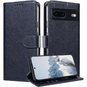 JanCalm for Pixel 7 Wallet Case,[RFID-Blocking Card Holder/Cash Slots][Stand Feature][Magnetic Clasp] PU Leather Protective 2024 Flip Cases Folio Cover for Google Pixel 7 5G (Blue)