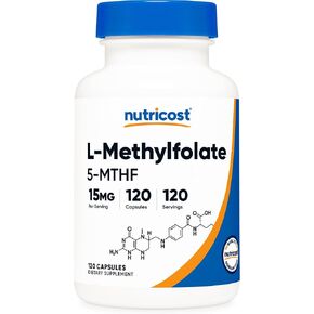 Nutricost L-Methylfolate 15mg, 120 Capsules (5-MTHF) - Vegan, Non-GMO, Gluten Free