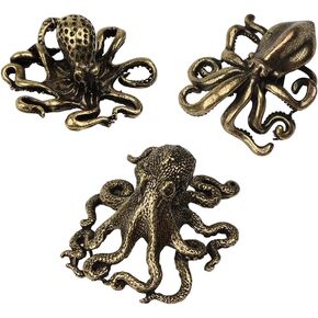 Opexicos 3Pcs Small Octopus Statue Metal Brass Tea Pet Table Ornament Lucky Home Decorations Accessories Craft Home Decoration