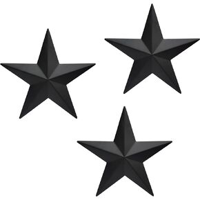 12" Black Barn Star Wall Decor,Metal Stars Rustic Vintage Western Country Farmhouse Home Indoor or Outdoor Wall Decoration,Texas Stars for House Wall Art Décor(Set of 3)