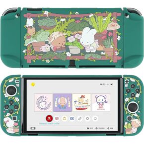 GeekShare Protective Case Compatible with Nintendo Switch Kawaii Switch Slim Cover Case Hard Protective Shell for Nintendo Switch and Joy Con - Bunny Garden