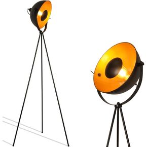 Modern Industrial Tripod LED Satellite Floor Table Lamp - Vintage Adjustable Reading Standing Desk Light Deco - Movie Media Nautical Elegant Design Lighting for Living Room Bedroom(Black,E26 Base)