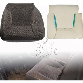 Driver Side Bottom Seat Cover + Foam Cushion Replacement for 1998-2002 Ram 1500 2500 3500 Mist Gray