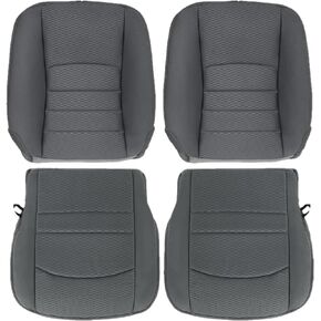 Driver and Passenger Side Bottom and Top Lean Back Replacement Seat Cover Gray Cloth Compatible with Dodge Ram 1500 2500 3500 4500 5500 2013 2014 2015 2016 2017 2018