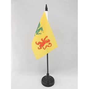 AZ FLAG Kingdom of Galicia 410-585 Table Flag 4'' x 6'' - Dinastía Real sueva Reino de Gallaecia Desk Flag 15 x 10 cm - Black Plastic Stick and Base