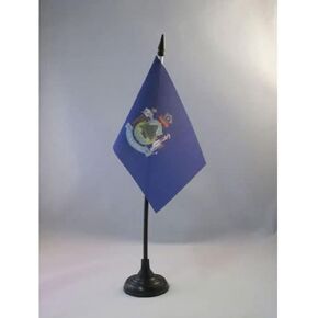 AZ FLAG Maine Table Flag 4'' x 6'' - US State of Maine Desk Flag 15 x 10 cm - Black Plastic Stick and Base