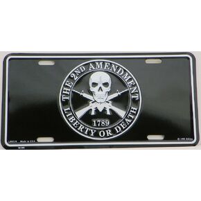 EagleEmblems 2nd Amendment, 1789, Liberty or Death License Plate (Black)