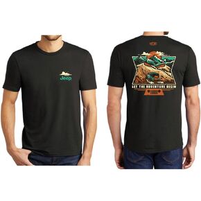 تي شيرت بشعار Jeep Dunes Let The Adventure Begin 100% قطن - أسود