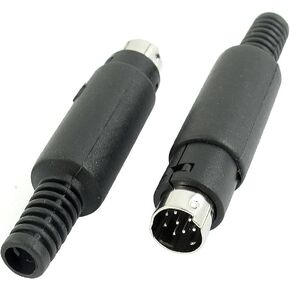 uxcell 2Pcs Plastic Coated Mini DIN 8-Pin Male Socket Straight Video AV Adapter Connector