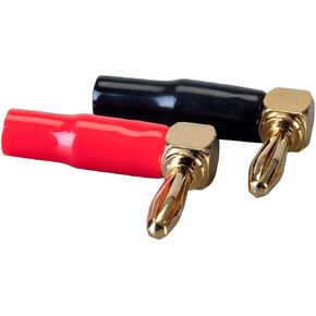 Monoprice Right Angle Banana Plugs - For 12-18AWG Speaker Wire, Color Coded, Screw Type, 24k Gold Plated
