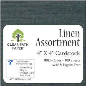 Linen Assortment Pack - 4 x 4 inch - 80Lb Cover - 100 Sheets Total - Clear Path Paper