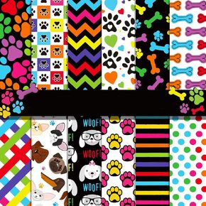 VIVIQUEN 24 حزمة لطيف جرو مخلب نمط ورقة على الوجهين، 12 بوصة لطيف يأجوج محكم القصاصات ورقة ورق الحرف مطوية مسطحة لبطاقة خلفية DIY صنع سجل القصاصات ألبوم الصور ديكور in Kuwait