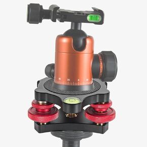 Tripod Head Leveling Base Camera Leveler, Aluminum Alloy Tri Wheel Leveler Adjusting Plate with 3/8 Thread, +5° Angle Adjustment for Macro Panoramic Photography