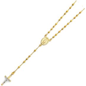 14k Yellow Gold 3mm Rosario/Rosary Necklace - 18"
