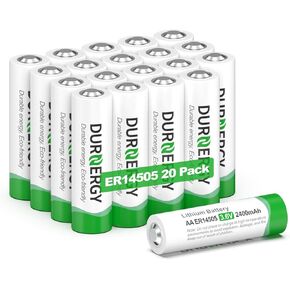 3.6 Volt Lithium Battery AA ER14505 2400mAh Batteries Double A Batteries 20 Pack