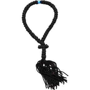 Handmade Blessed Christian Orthodox Greek Komboskoini Prayer Rope 50 Knots Black - 5585