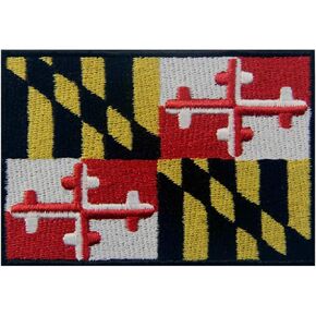 Maryland State Flag Embroidered MD Patch Iron On/Sew On Emblem