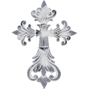 Ardour Metal Decorative Wall Cross Metal Spiritual Decorations for Home Religious Hanging Cross Wall Decor 9 x 6.5 Inches - Blue