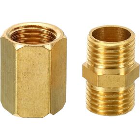 MECCANIXITY Brass Straight Pipe Fitting Male G1/4" to Male G1/4" Connector Adapter and 1/4 x 1/4 G Female Thread Straight Hex Coupler Connector 1 Set