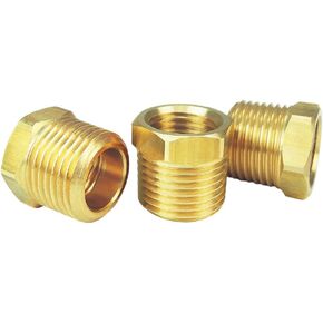 Nigo Industrial Co. Brass Pipe Fitting, Hex Bushing Reducer, Nominal Pipe Size: 3/8" NPT Male x 1/4" NPT Female (Pack of 3)