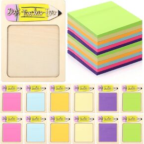 12 Set Teacher Appreciation Gifts Wooden Sticky Note Holder with Sticky Note Pads Teacher Office Supplies Thank You Gifts for Teacher Back to School First Day of School