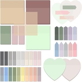 1180Pcs Transparent Vintage Sticky Notes, Waterproof Writable See-Through Highlighter Strips Translucent Index Page Tabs Clear Stickers for Home, Office, Notebook, Annotating Memo