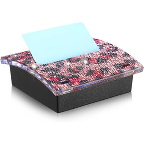 Barydat Rhinestone Self Stick Note Dispenser 4 x 4 Inches Pop up Note Pad Holders with Leopard Print Top Sticky Memo Holder for Office Home Classroom Desk Supplies