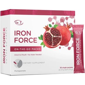 Dr. T On-The-Go Iron Force Packs – Direct-to-Mouth Powder – Boosts Red Blood Cell Production, Enhances Energy Levels, Promotes Optimal Oxygen Transport – 30 Convenient Single-Serve Packs