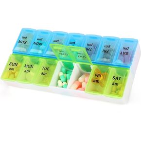 7 Day Weekly AM PM Pill Organizer, 3 Times A Day Large Pill Case Pill Box for Pills Vitamin Supplements Medication(7 Days 3 Times)