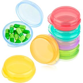 7PCS Small Pill Organizer Box, Travel Pill Container Case Cute Medicine Storage Pill Holder Daily Mini Pill Organizer Portable for Purse Pocket Briefcase Vitamin Fish Oil Supplements Earplug Ca