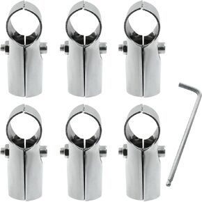 6 Sets of 1-3/8"/ 32mm Panel T Clamps, Stainless Steel End Rail T Pipe Clamp Pipe Fence Reinforcement Fit OD 1-3/8"/ 32mm Pipe