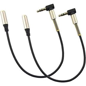 Seadream 2PACK 10 inch 3-Pole 3.5mm Steel Spring Relief Right Angle 90 Degree to 3.5mm Female Stereo Audio Cable Headset Extension Cable Replacement for Beats Dr. Dre Studio iPhone in Saudi Arabia