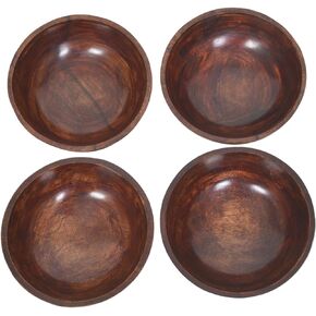 Handcrafted Mango Wood Bowls- Rustic Wooden Bowls for Salad and Dry Fruits - Eco-Friendly Kitchenware for Serving (Set of 4)