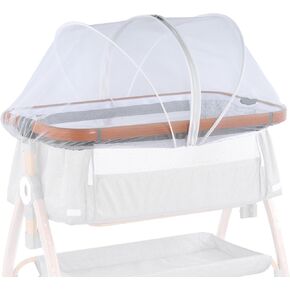 Bassinet Mosquito Net Cover with 2-Way Zipper for Baby Bassinet Bedside Sleeper Travel Crib White