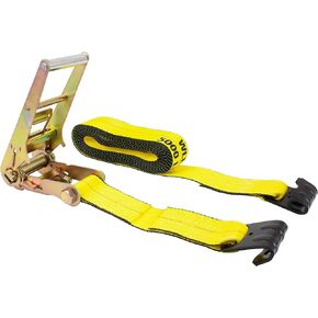 Mytee Products (2 Pack 3" x 30' Ratchet Tie-Down Straps w/Flat Hook 15,000 Lbs Capacity - Yellow
