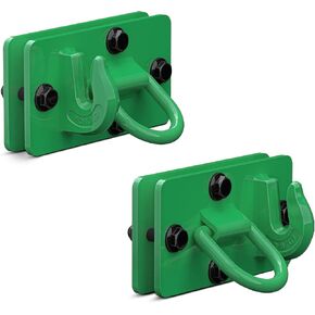 2 Pack Tractor Bucket Hooks with Tie Down Ring, Grade 70 Forged Steel Bolt On Grab Hook Tow Hook Mount with Backer Plate, Work Well for Tractor Bucket, RV, UTV, Truck, Max 15,000 lbs Black