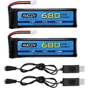 5PCS 3.7V 680mAh 1S Lipo Battery with Molex Plug and 5-in-1 Charger for Wltoys XK K110 K110S V977 V988 V930 Q282 RC Drone, Four Axis Aircraft Battery Accessories (5PCS Battery+5-in-1 Charger)