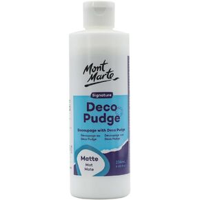 Mont Marte Deco Pudge Craft Varnish Signature 236ml (8 US fl.oz) – Gloss, Multi-Purpose Clear Craft Sealer, Varnish and Decoupage Glue, Ideal for Acrylic Paints, Paper, Wood, Ceramics, Fabrics, Clay
